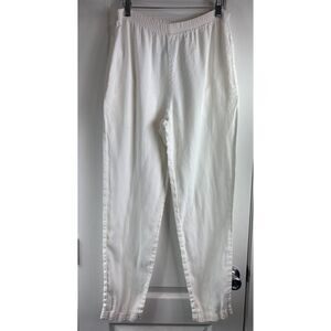 Sunbelt Women's Pull On White Linen Pants Side Pockets Lagenlook Size S